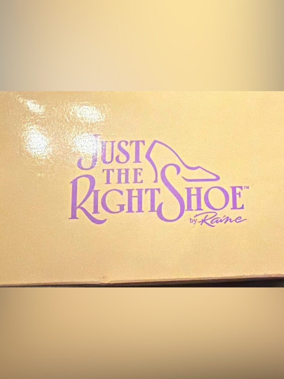 Just The Right Shoe Beige Box with Purple Logo